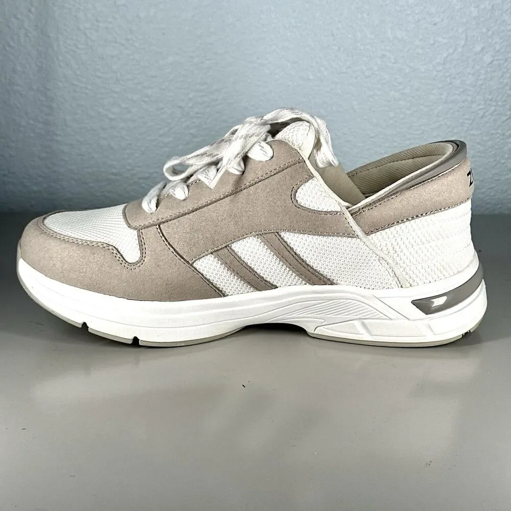 Zeba Shoes Women's Size  9.5 White Sand Hands Free Lace Up Sneakers - Picture 11 of 16